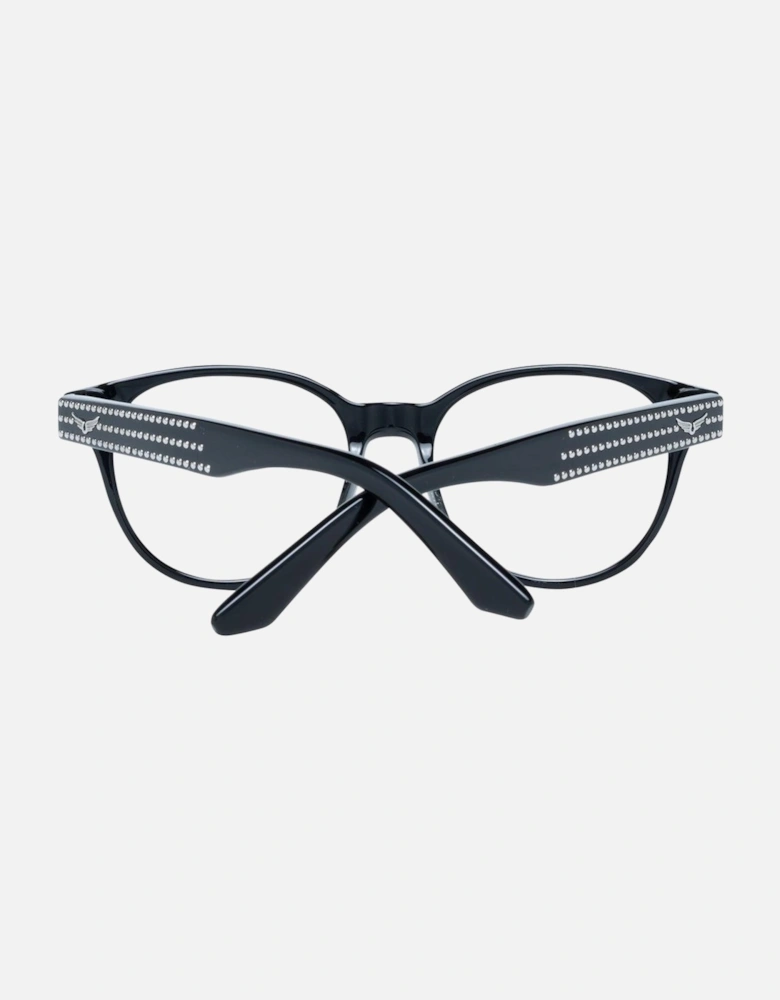 Black Oval Plastic Frame Transparent Lens Glasses Women