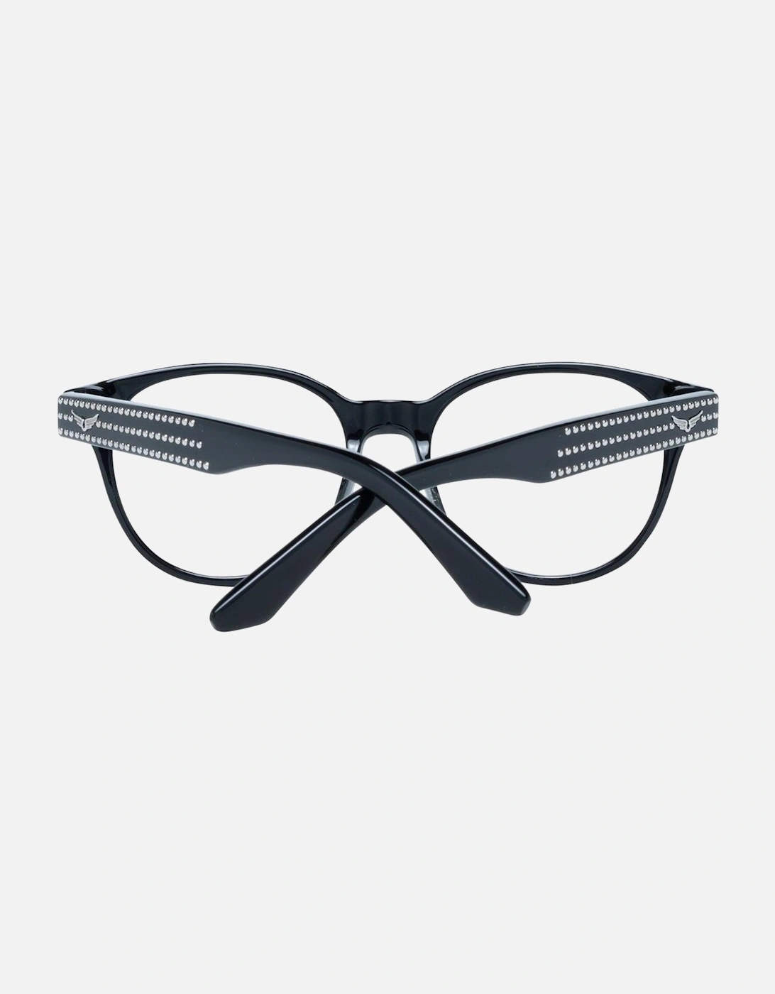 Black Oval Plastic Frame Transparent Lens Glasses Women