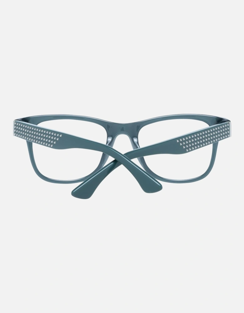 Green Oval Plastic Frame Sunglasses with Transparent Lenses Women