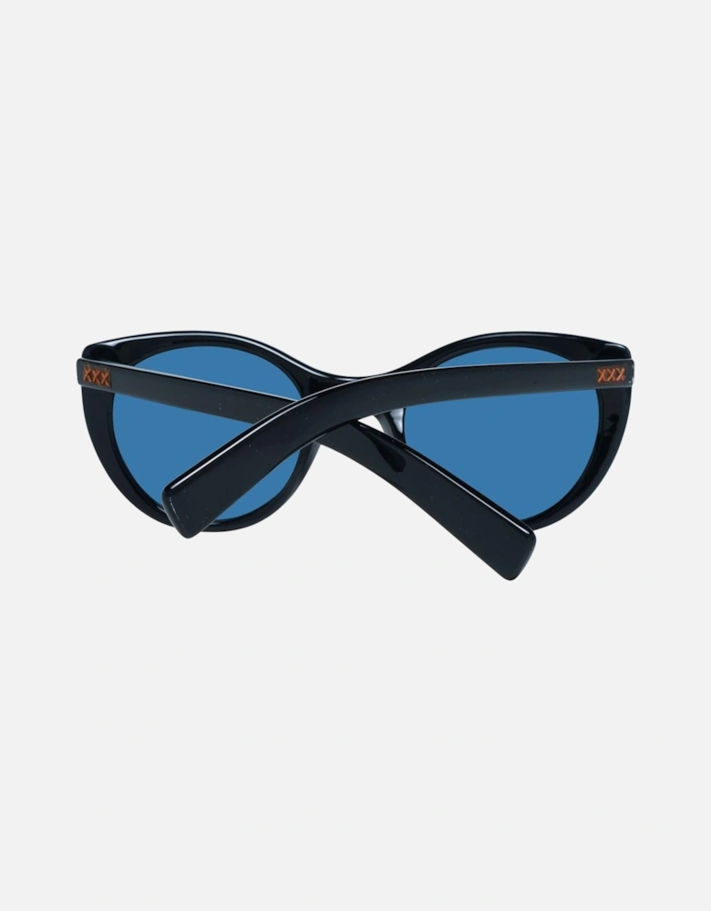 Round Full-Rim Polarized Sunglasses with Branded Case Unisex - Black