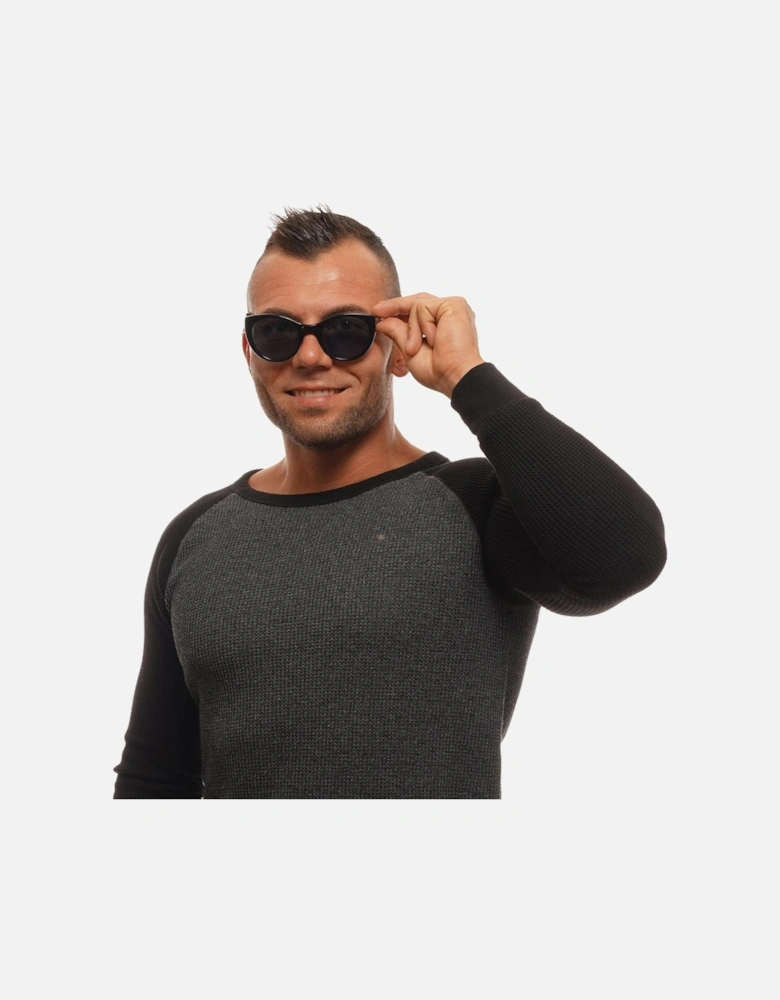 Round Full-Rim Polarized Sunglasses with Branded Case Unisex - Black