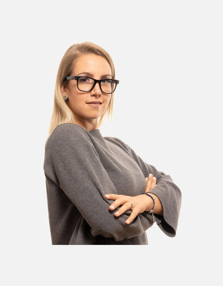 Black Plastic Rectangle Glasses with Demo Lenses Women Frames