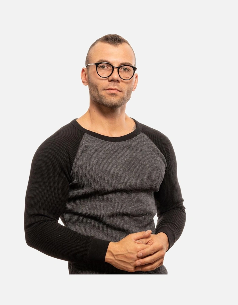 Black Round Metal and Plastic Eyeglasses with Demo Lenses Unisex