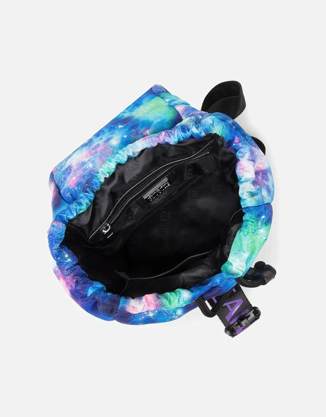 Space-themed Multicolor Print Nylon Backpack with Padlock Closure