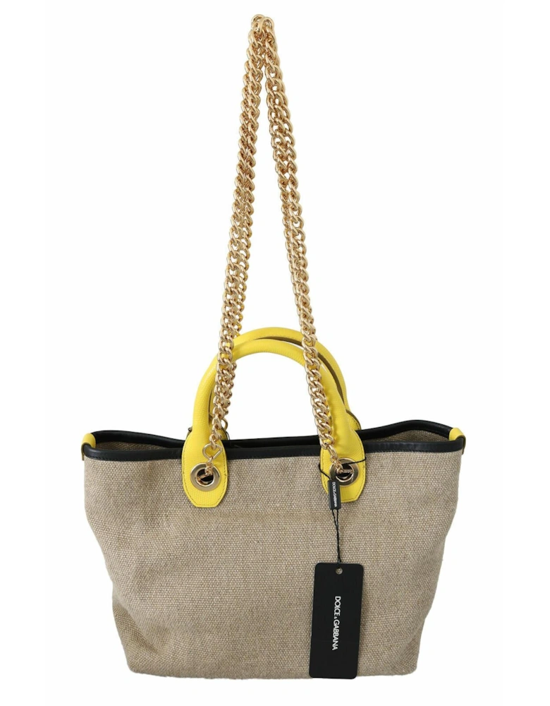 Dolce Gabbana Tote Bag Beige Linen Canvas Women