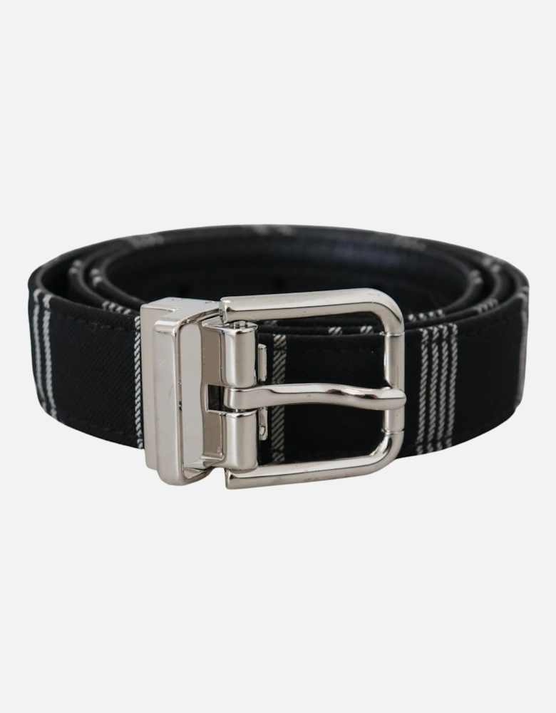 Striped Logo Buckle Belt Women - Black And White