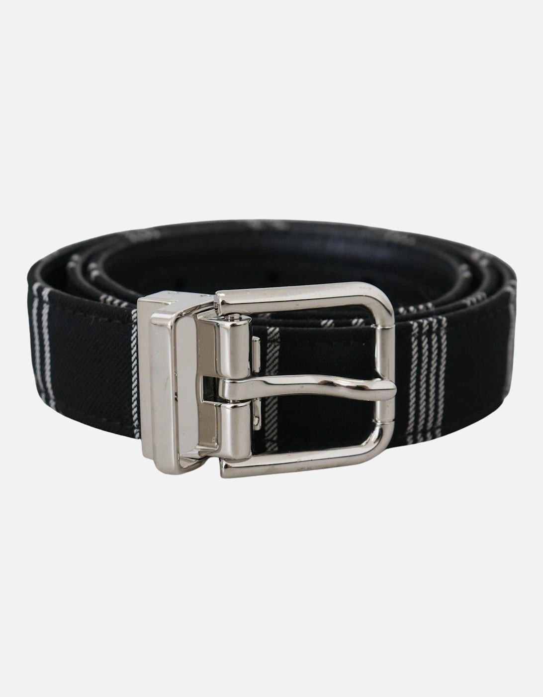 Striped Logo Buckle Belt Women - Black And White