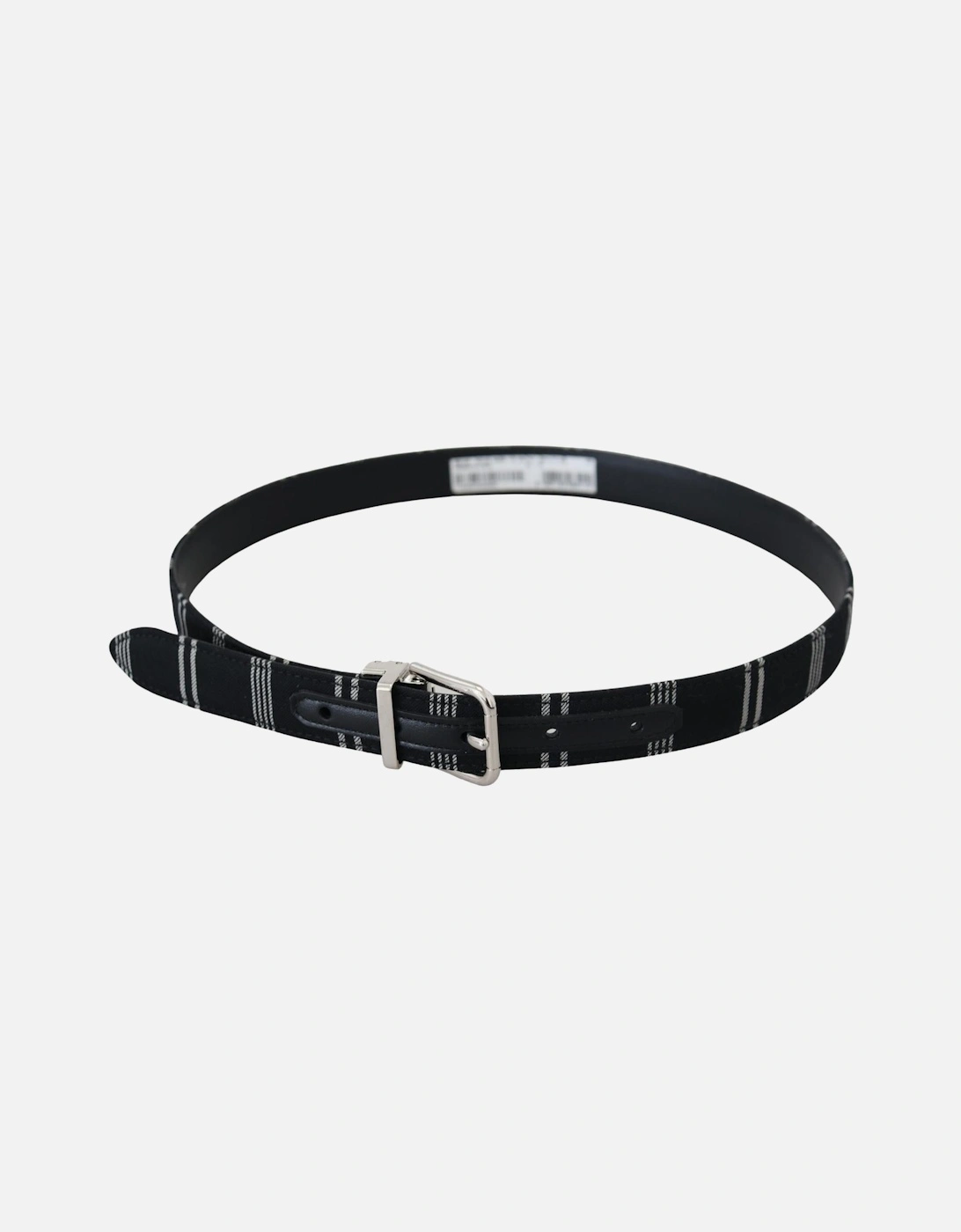 Striped Logo Buckle Belt Women - Black And White
