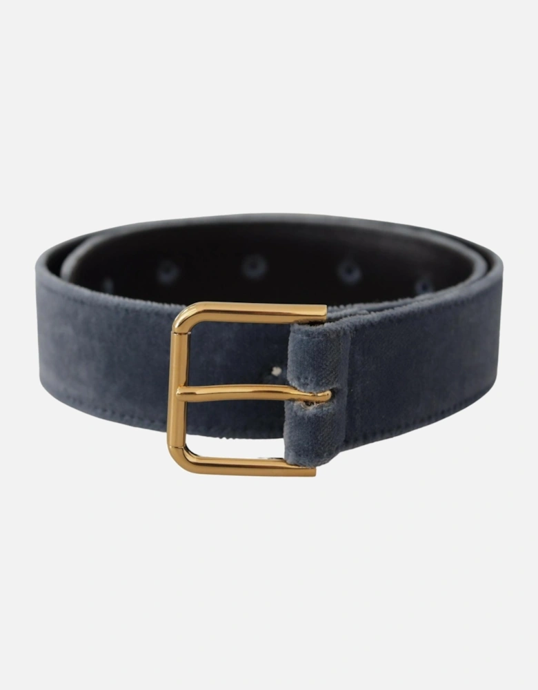 Velvet Belt Blue Gold Buckle Women - Navy Blue