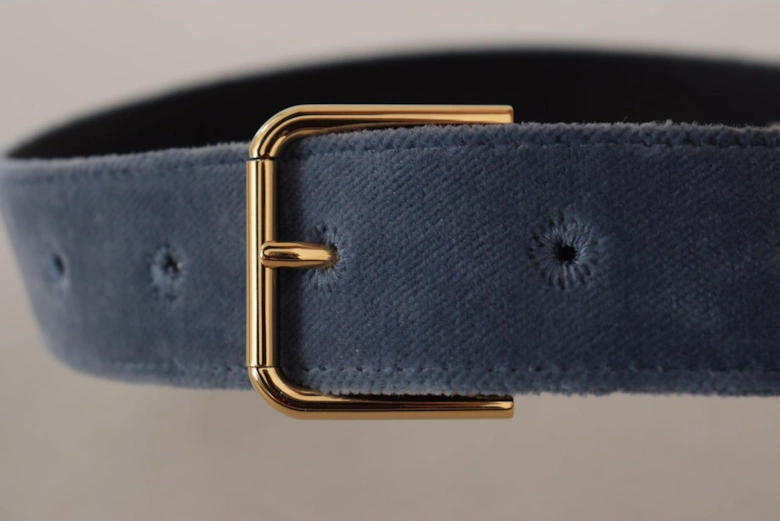 Velvet Belt Blue Gold Buckle Women - Navy Blue