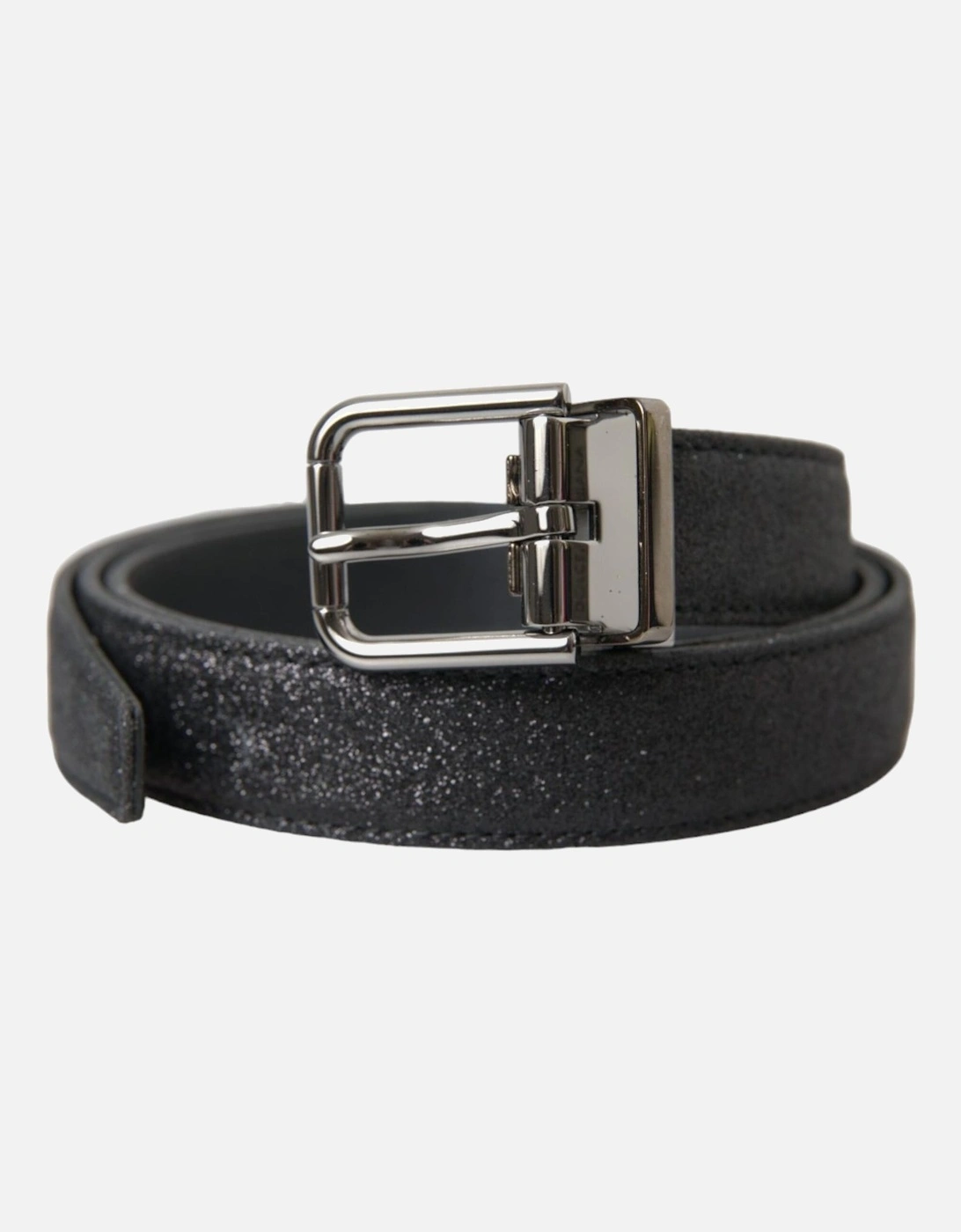 Glittery Leather Womens Belt with Metal Buckle Fastening - Black, 6 of 5