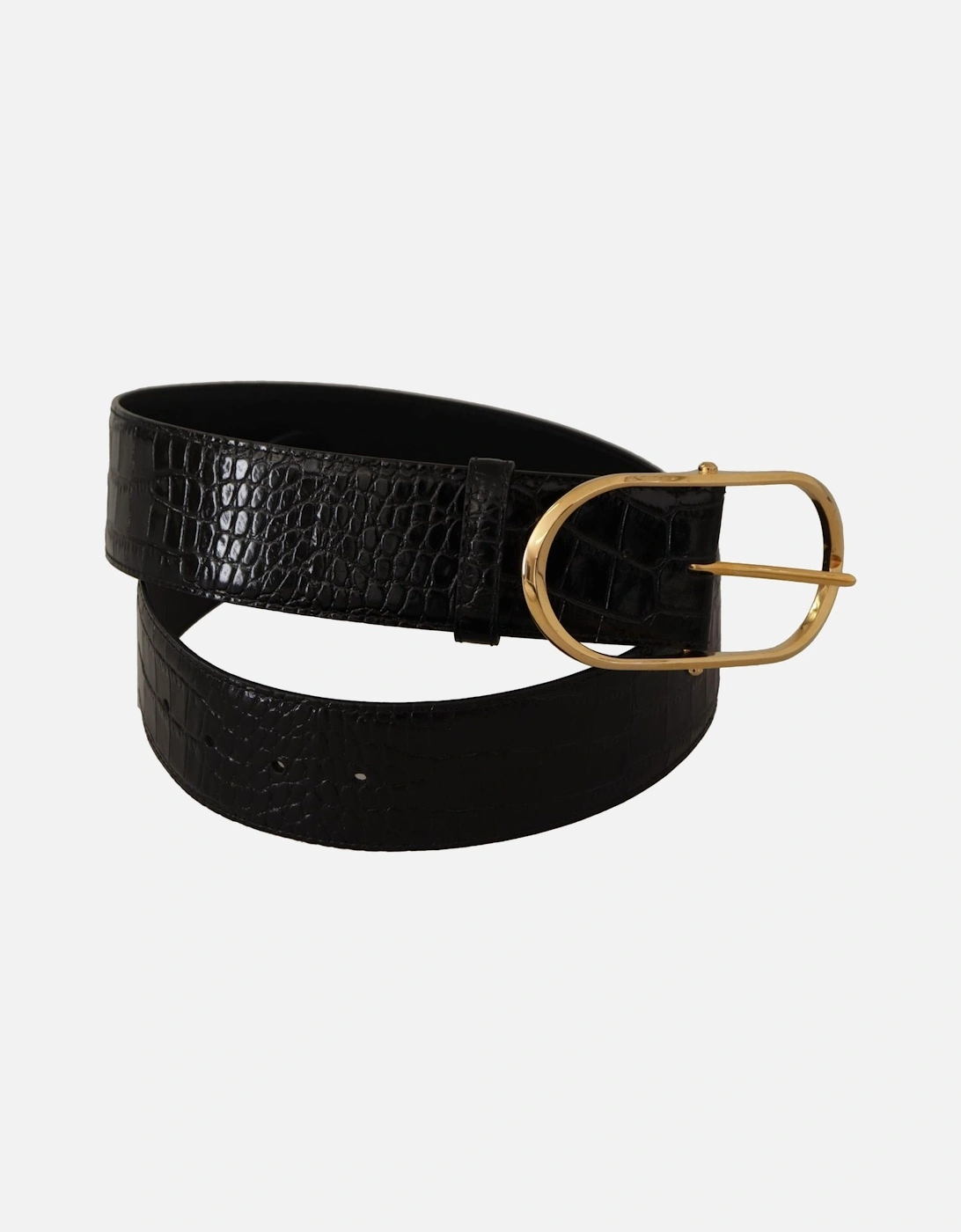 Leather Belt Oval Buckle Women - Black