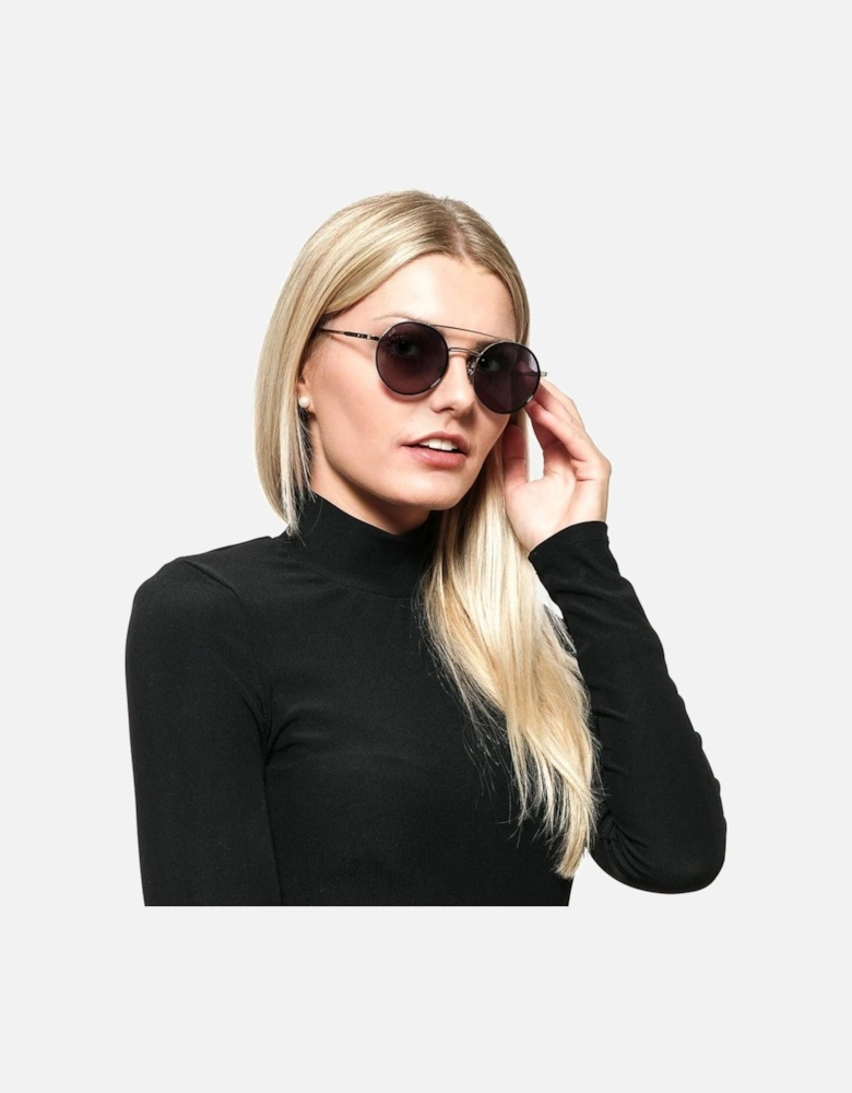 Round Sunglasses Metal Frame Women - Silver