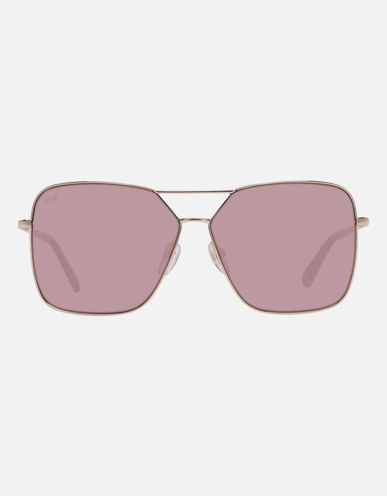 Rectangular Mirrored Metal Frame Sunglasses Women - Rose Gold