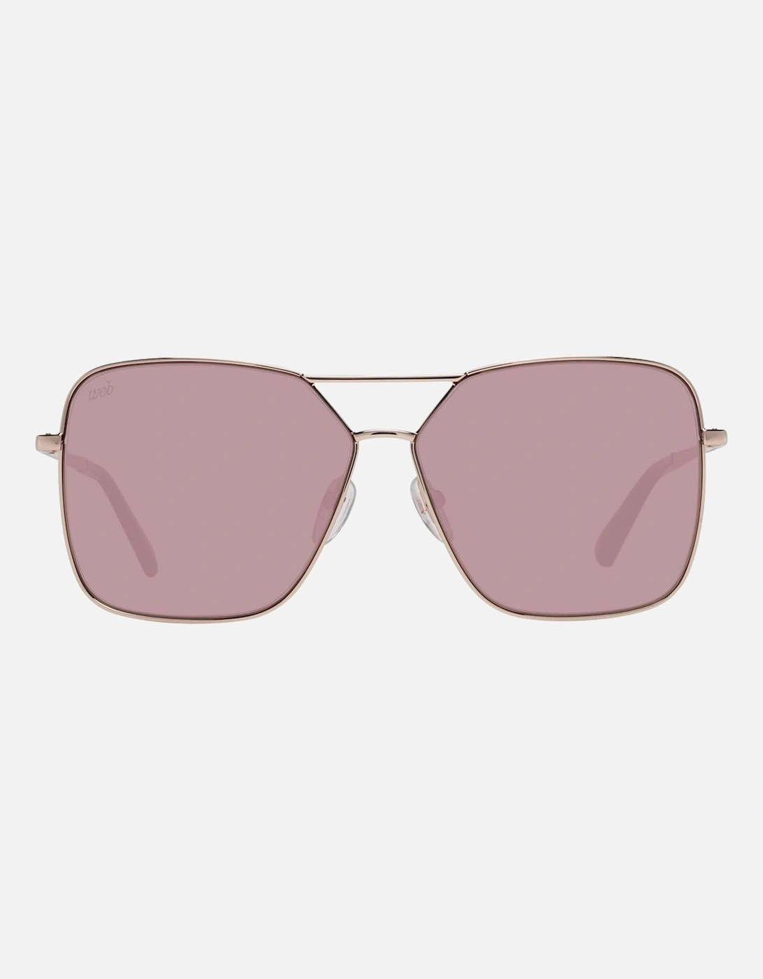 Rectangular Mirrored Metal Frame Sunglasses Women - Rose Gold
