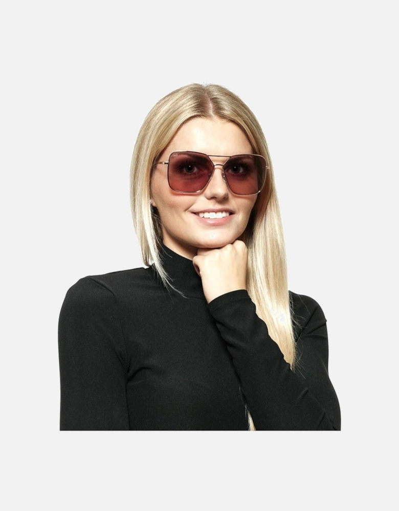 Rectangular Mirrored Metal Frame Sunglasses Women - Rose Gold