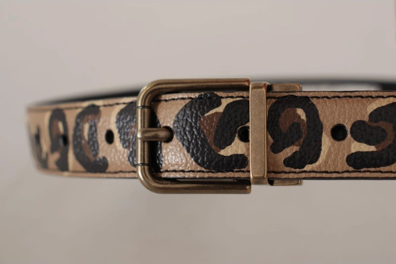 Leopard Print Leather Belt WMB414 Women - Brown