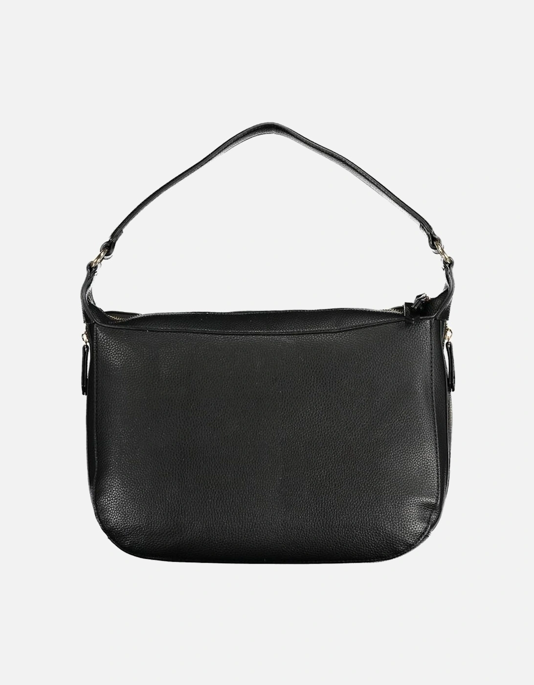 Recycled Zip Closure Shoulder Bag with Adjustable Strap Women - Black