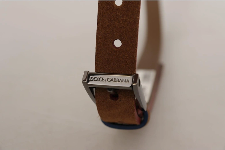 Suede Belt with Metal Logo Buckle Women - Brown