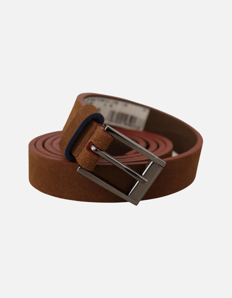 Suede Belt with Metal Logo Buckle Women - Brown