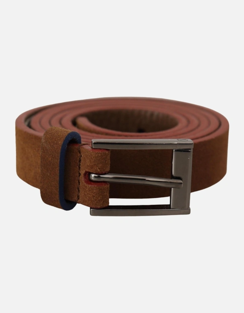Suede Belt with Metal Logo Buckle Women - Brown