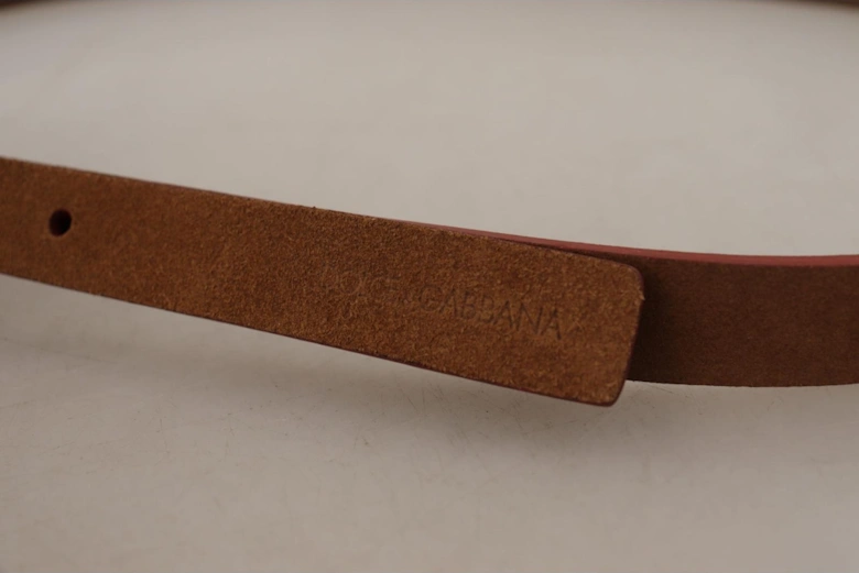 Suede Belt with Metal Logo Buckle Women - Brown