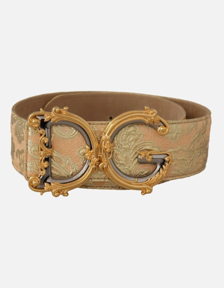 Brocade Belt with DG Buckle Women - Gold And Pink