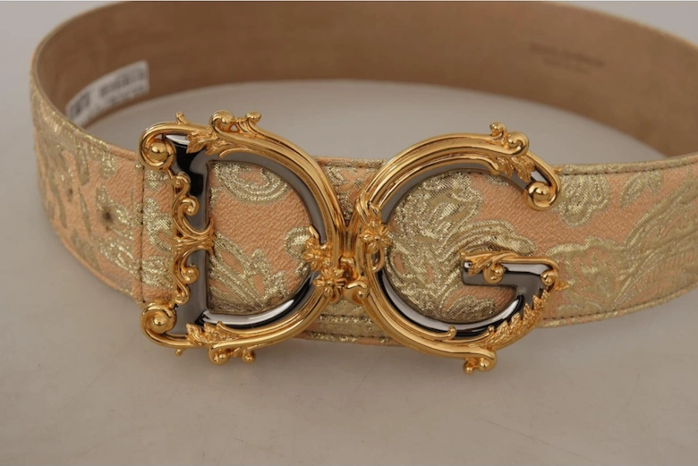 Brocade Belt with DG Buckle Women - Gold And Pink