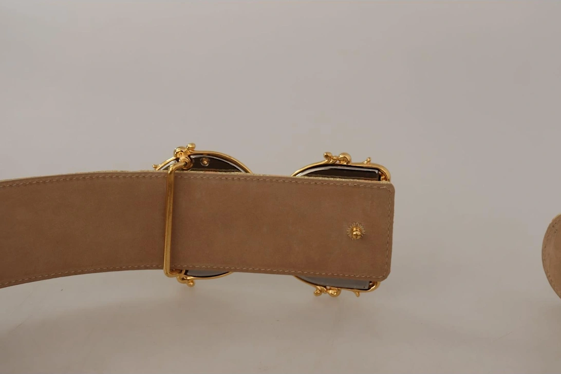 Brocade Belt with DG Buckle Women - Gold And Pink