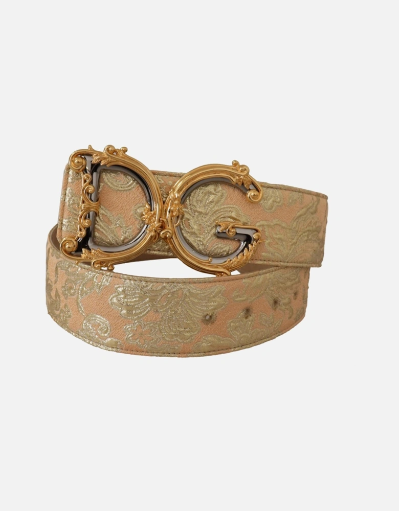 Brocade Belt with DG Buckle Women - Gold And Pink