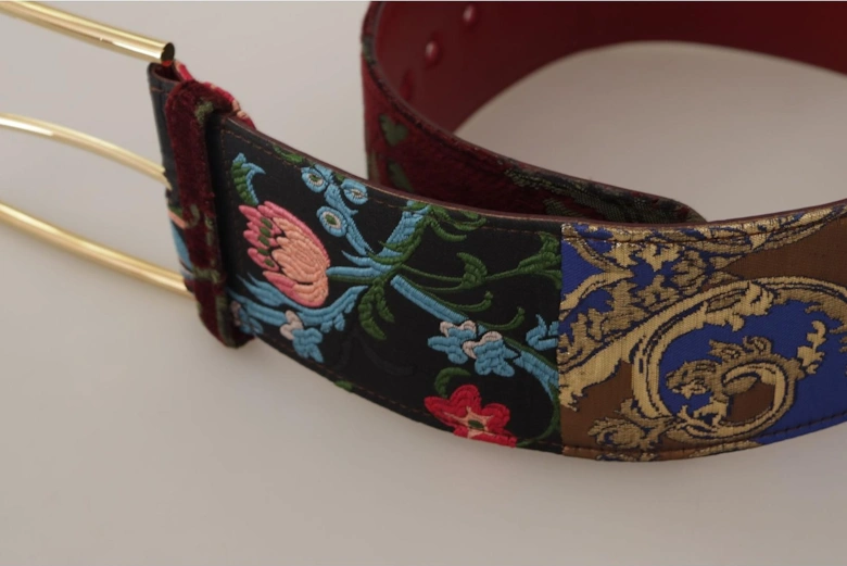 Floral Velvet Belt Burgundy Green Women - Multicolor