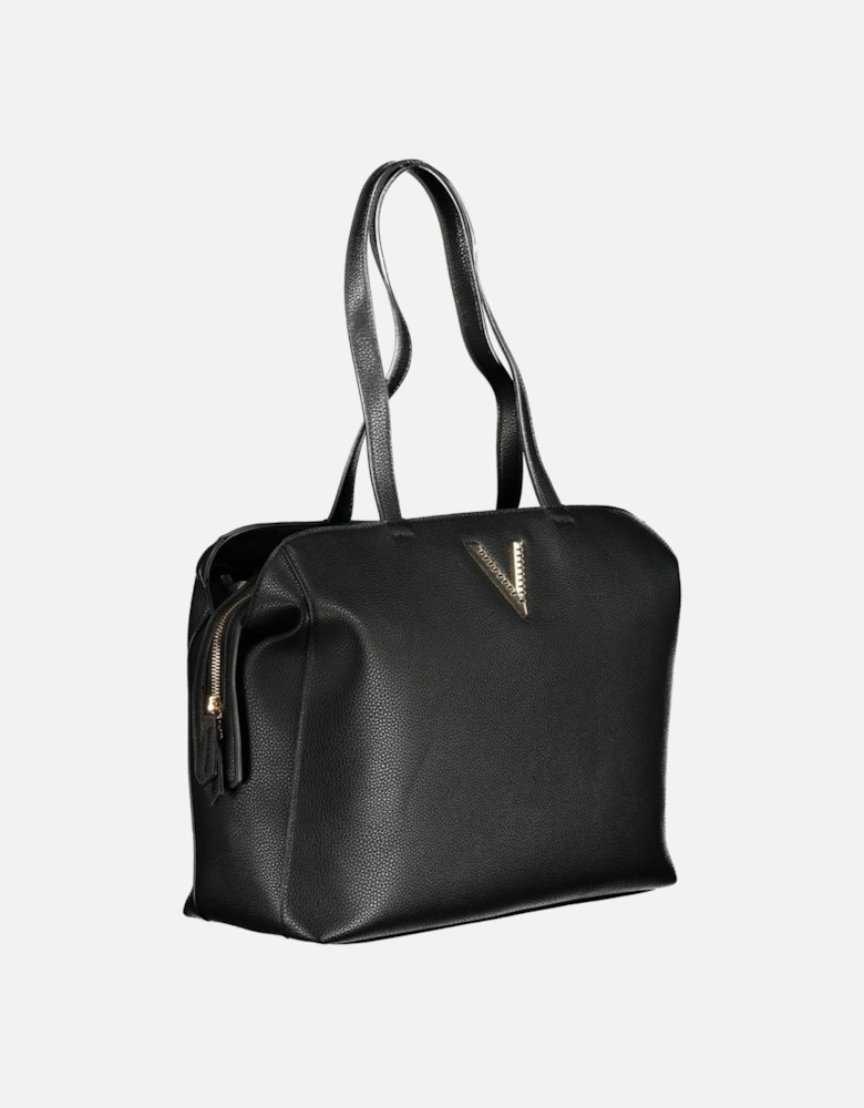 Recycled Logo Shoulder Bag with Zip Closure Women - Black Handbags