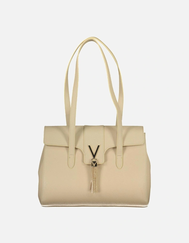 Dual-Compartment Shoulder Bag with Central Pocket Women - Beige