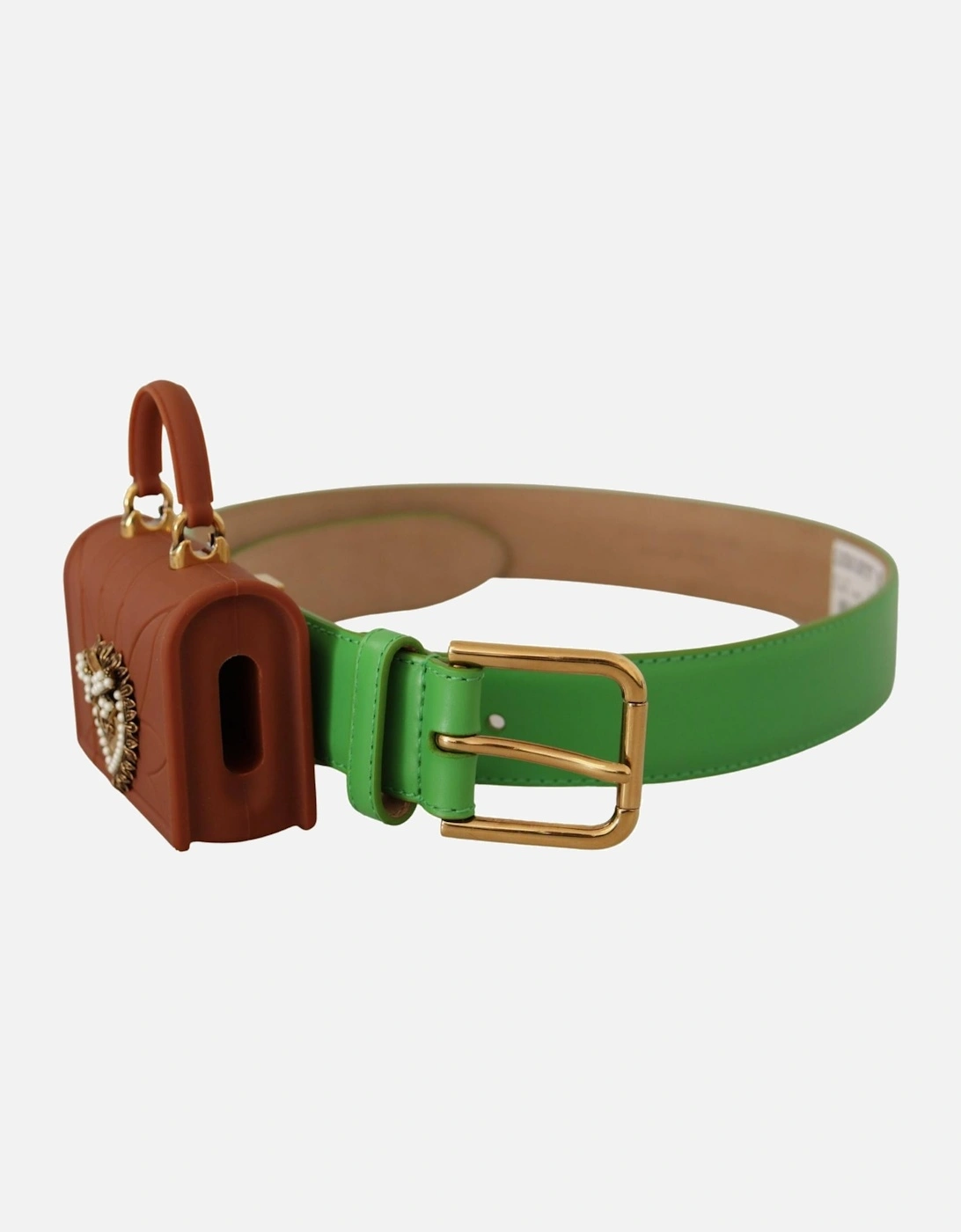 Leather Belt with Engraved Metal Buckle Women - Green, 7 of 6