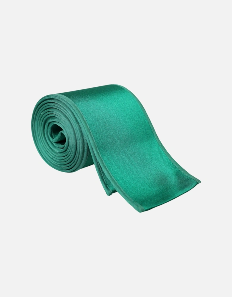 Green Silk Waist Belt with Logo Details Women