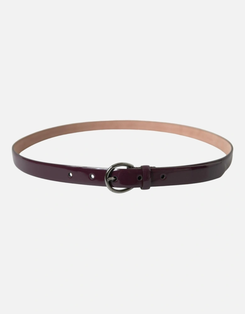 Leather Waist Belt with Engraved Logo Buckle Women - Maroon
