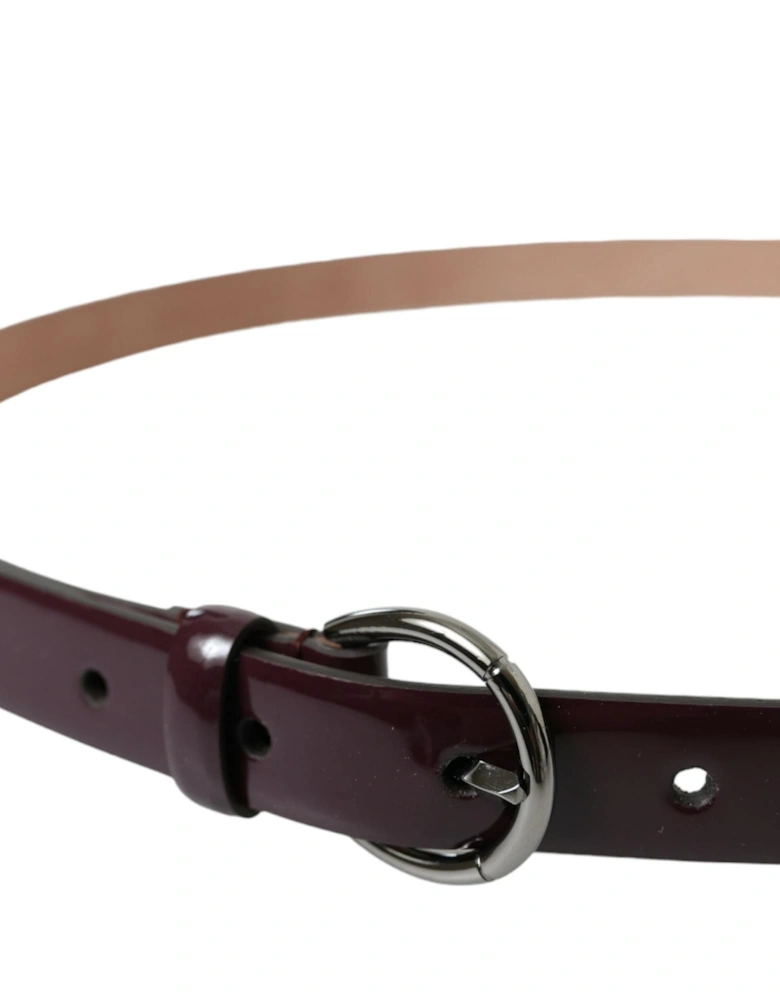 Leather Waist Belt with Engraved Logo Buckle Women - Maroon