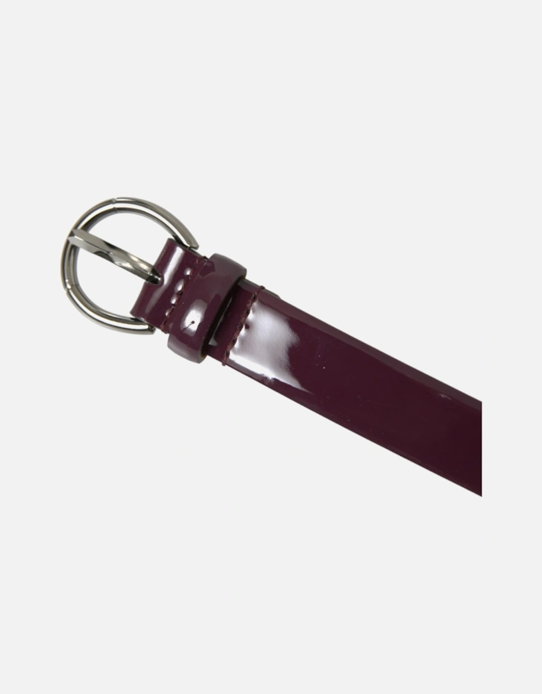 Leather Waist Belt with Engraved Logo Buckle Women - Maroon