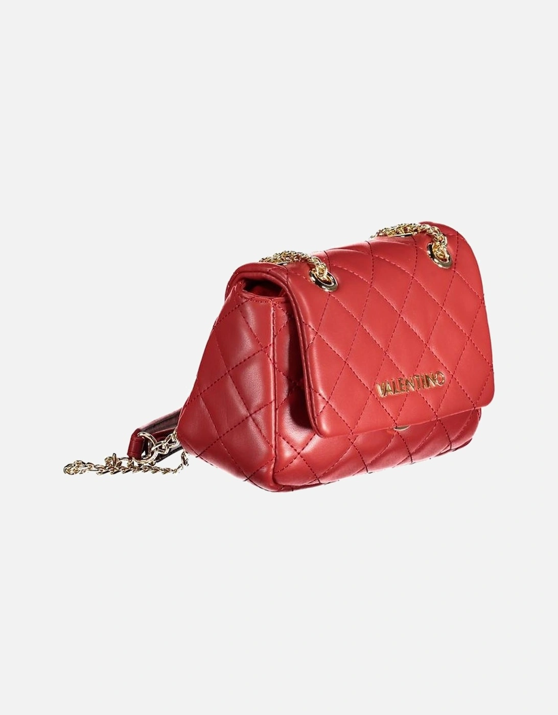 Chain Shoulder Bag with Clip Closure and Logo Women - Red Handbags