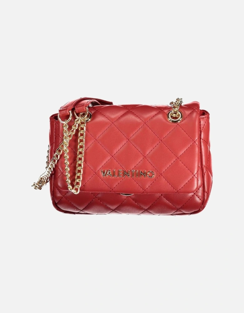 Chain Shoulder Bag with Clip Closure and Logo Women - Red Handbags