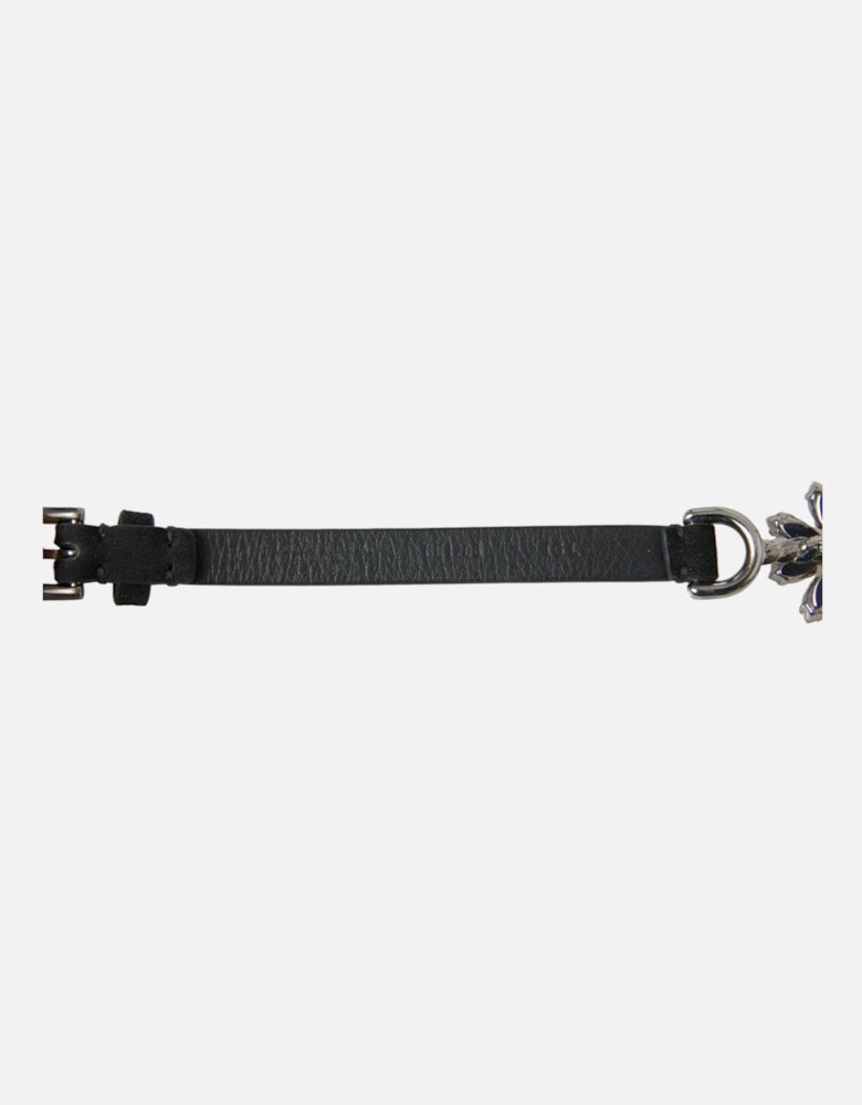 Blue and Gold Logo Buckle Waist Belt. Women - Black