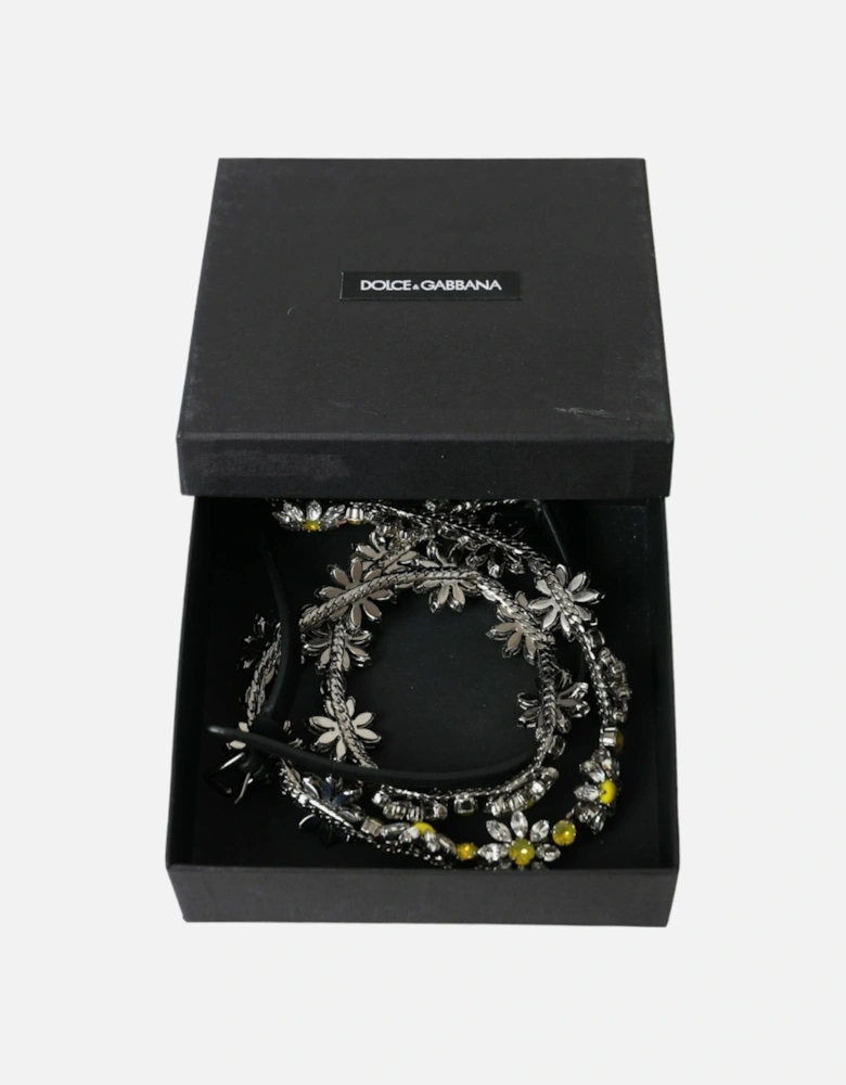 Blue and Gold Logo Buckle Waist Belt. Women - Black