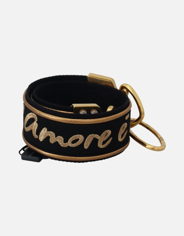 Dolce Gabbana Amore Keychain Black and Gold Women - Gold Black Bags