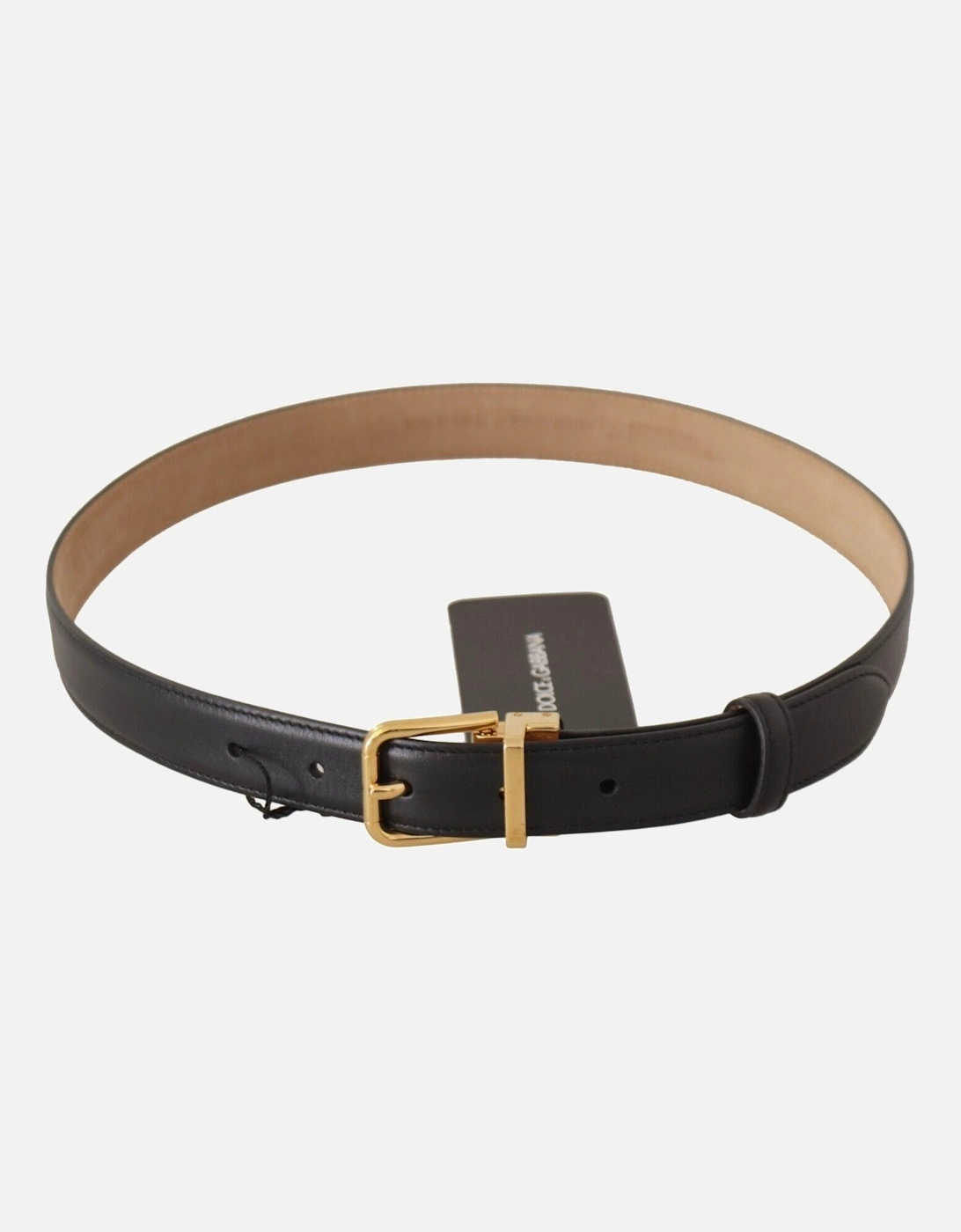 Leather Belt Black Gold Buckle Women