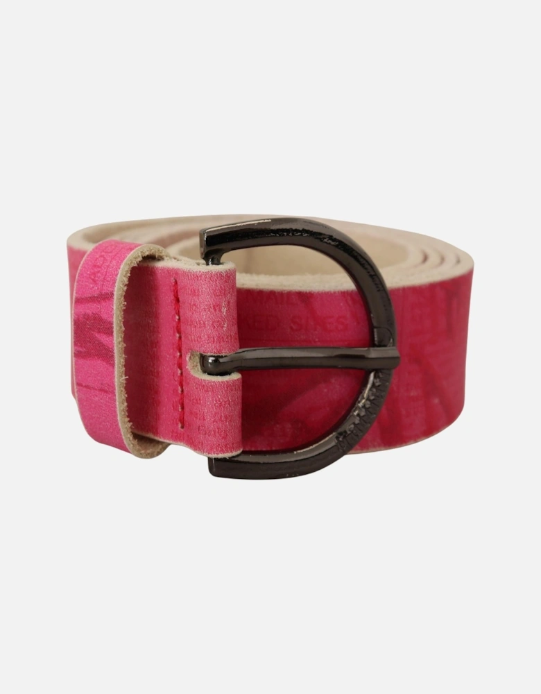Leather Belt Pink Textured Women