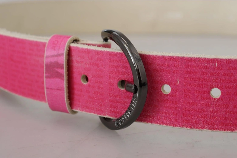 Leather Belt Pink Textured Women