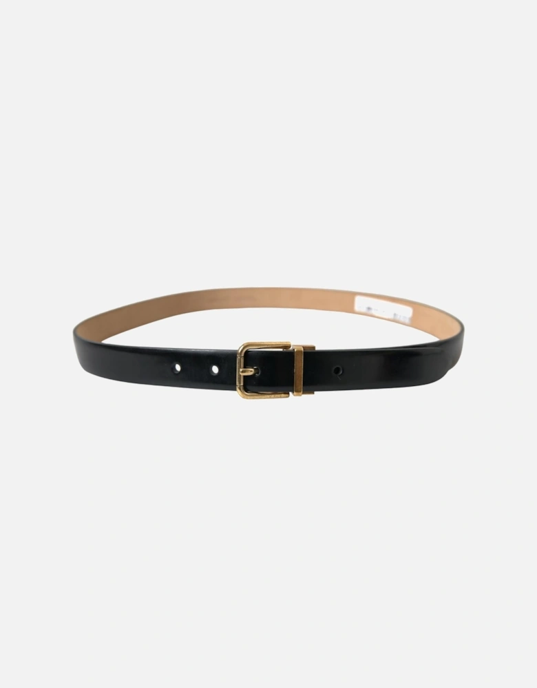 Leather Logo Buckle Waist Belt Women - Black