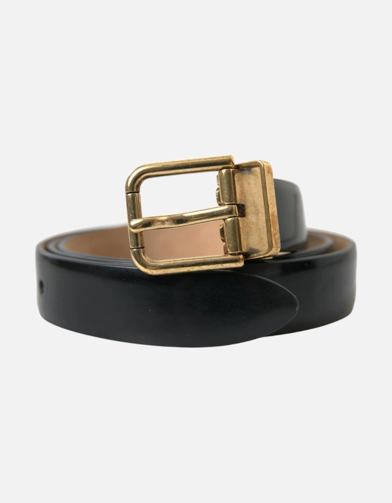 Leather Logo Buckle Waist Belt Women - Black