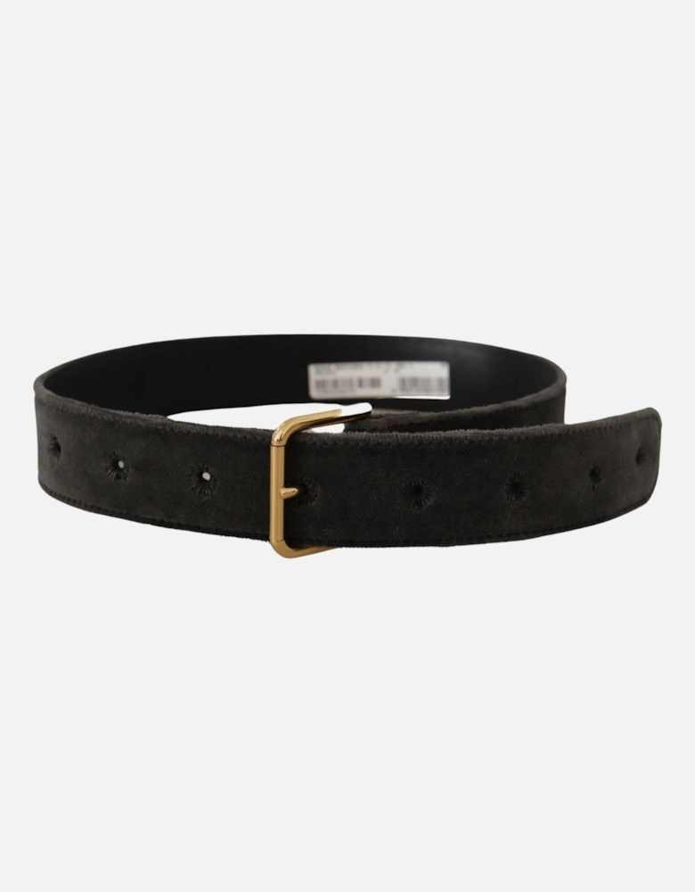 Velvet Belt Gold Buckle Women - Brown
