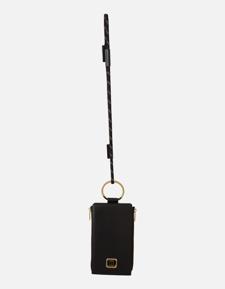 Phone Holder Wallet Black Leather Women